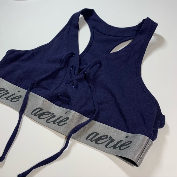 Med Aerie blue lace up front sports bra - Picture 3 of 13